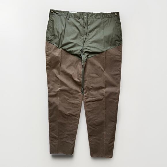 Vtg McAlister Waxed Cotton Field Pants USA Made Size 50 Olive Brown Duck Hunting - Picture 1 of 9